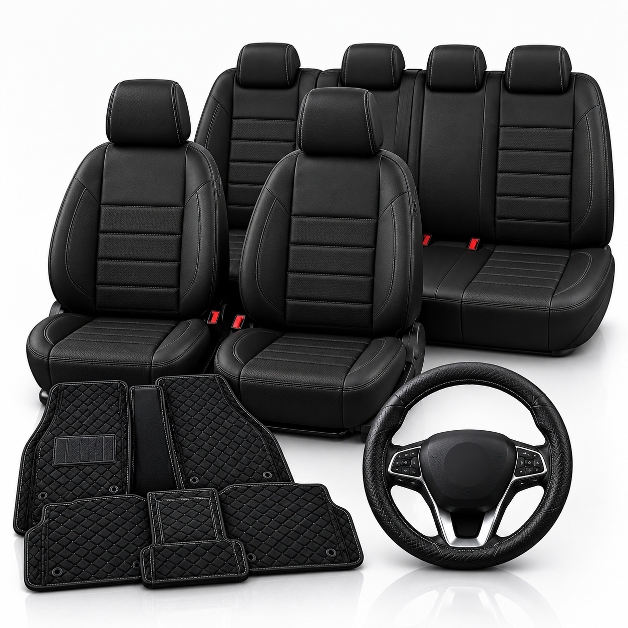 Kit completo + tapete y cubrevolante — Fundas delanteras y traseras + tapete + cubrevolante